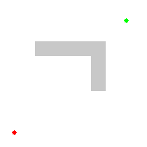 A-star search progression — the algorithm expands outward from the start, guided by the heuristic toward the goal